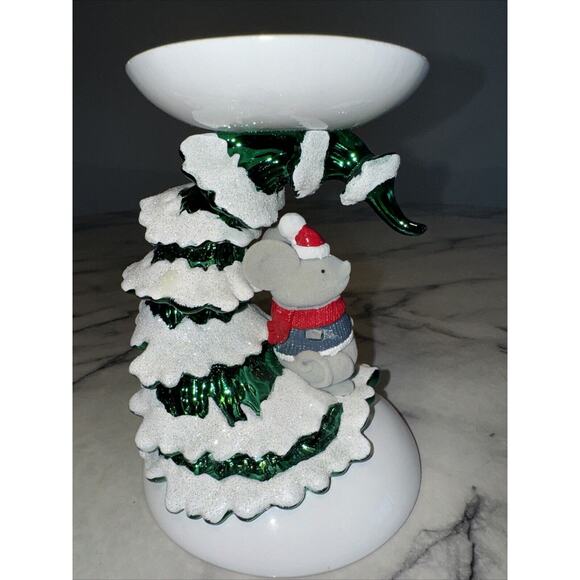 NEW Bath And Body Works Christmas TREE MOUSE Single Wick Candle Pedestal Holder - Picture 3 of 10